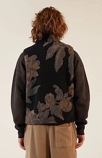 Pacsun Black Sherpa Print Vest