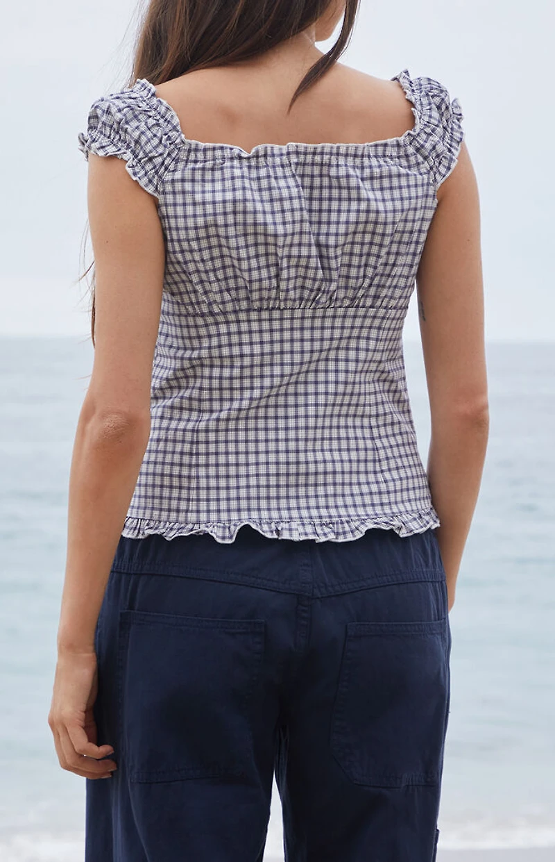 John Galt Blue Plaid Elena Top