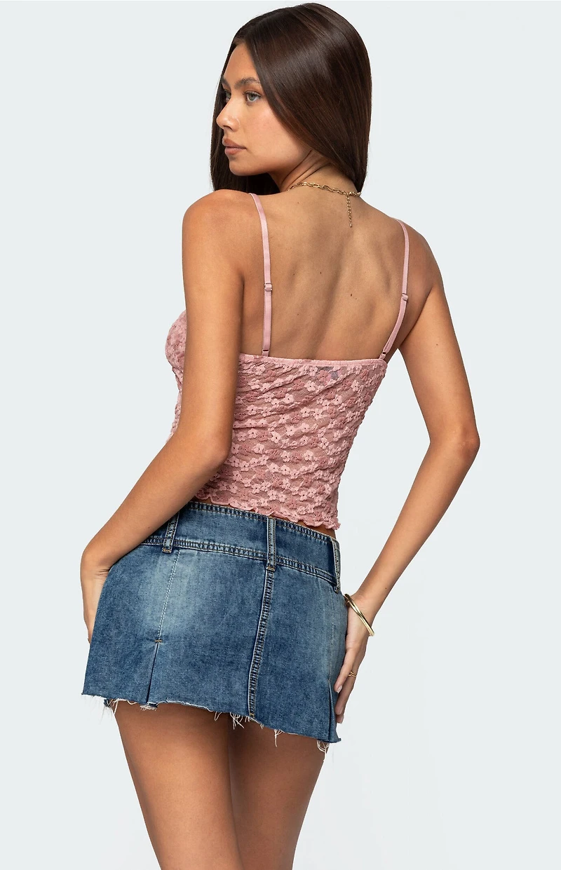 Edikted Floral Textured Lace Tank Top