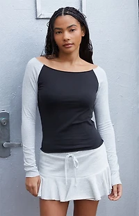 John Galt Black Bonnie Long Sleeve Top