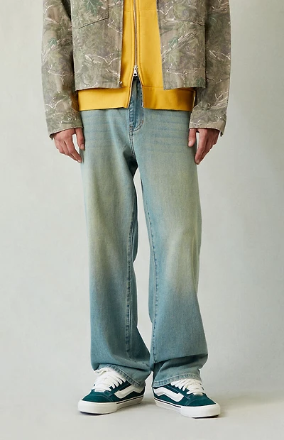 Pacsun Dylan Baggy Jeans Light Blue Green Tinted