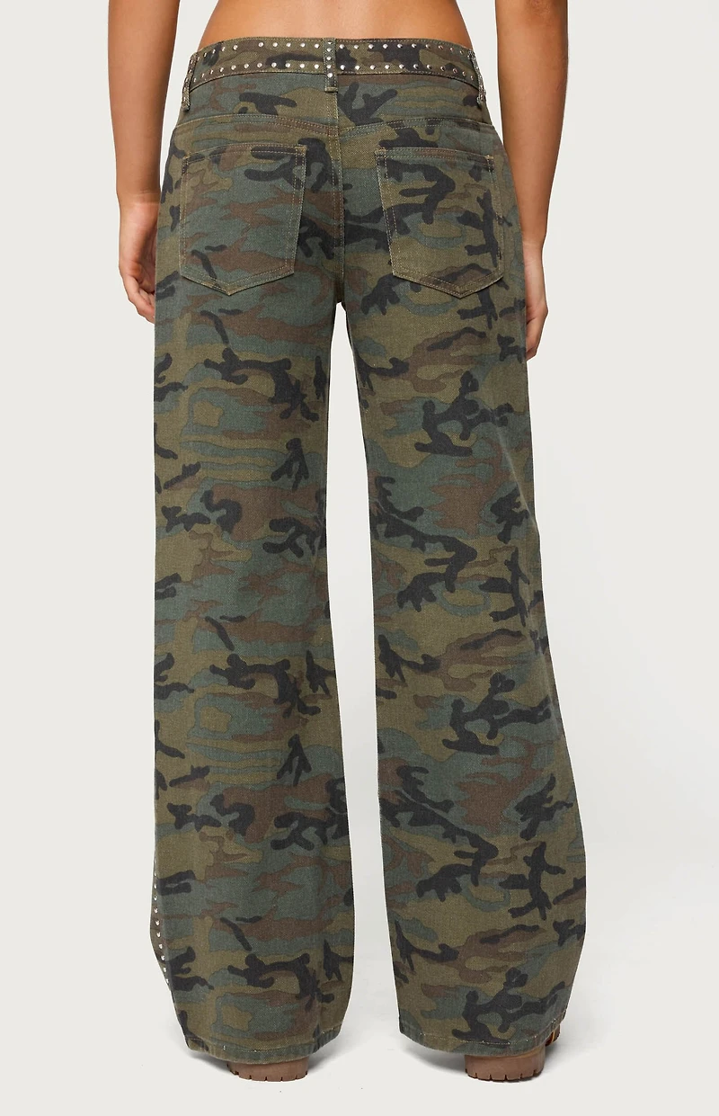 Edikted Quincy Studded Low Rise Baggy Jeans