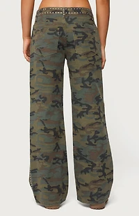 Edikted Quincy Studded Low Rise Baggy Jeans