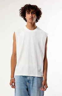 Pacsun White Cut Off Muscle T-Shirt