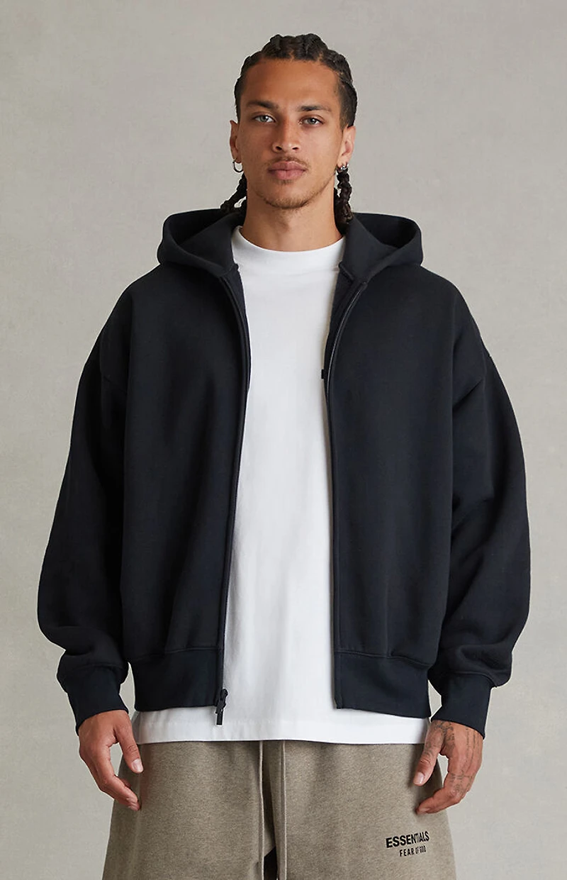 Fear of God ESSENTIALS Vintage Black Classic Zip Up Hoodie