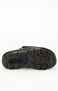 Dr Martens Women's Brown Leather Zebzag Flower Slide Sandals