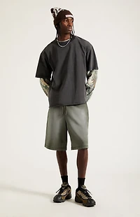 Pacsun Washed Green Fleece Baggy Sweat Shorts