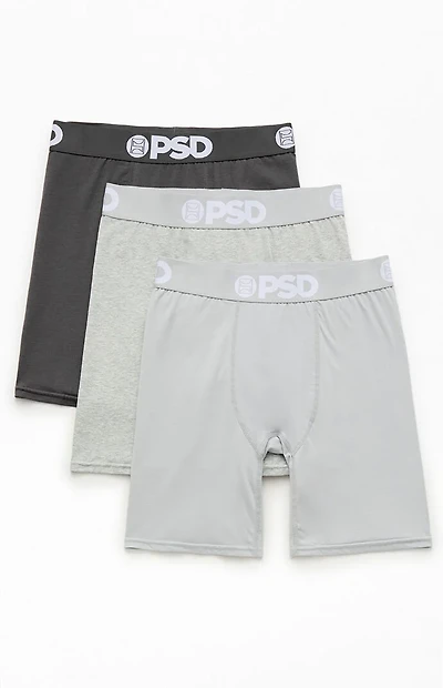 PSD Underwear 3 Pack Grey Days Cotton Boxer Briefs