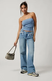 Pacsun Casey Low Rise Baggy Jeans Bow Medium Indigo