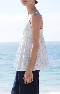 John Galt White & Blue Floral Edith Tank Top