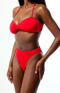 Pacsun Red Kaelan High Waisted Cheeky Bikini Bottom