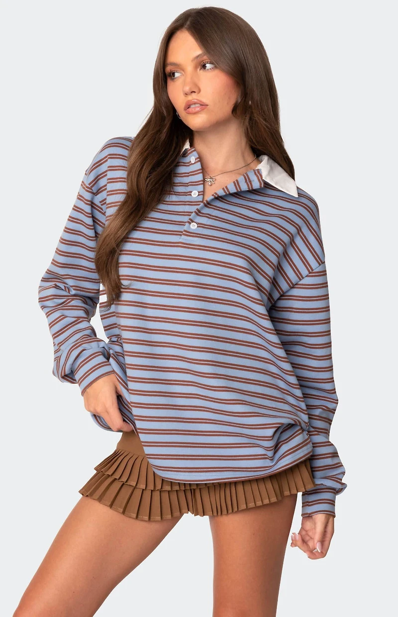 Edikted Stripey Oversized Collared Shirt