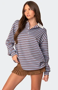 Edikted Stripey Oversized Collared Shirt