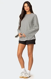 Edikted Stripey Oversized Bell Sleeve Top