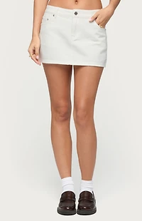 Edikted Spencer Low Rise Denim Micro Skirt