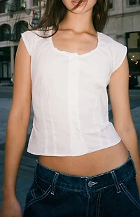 John Galt White Button Up Top