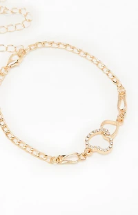 LA Hearts Heart Rhinestone Metal Bracelet