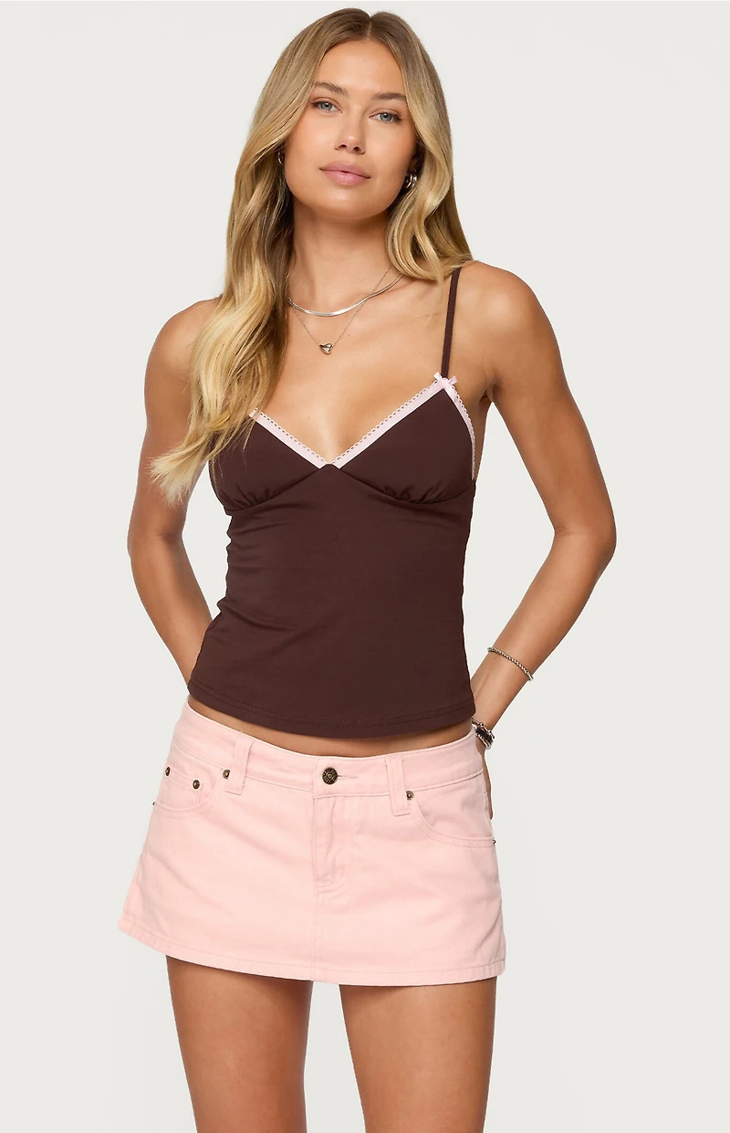 Edikted Ruelle Contrast Frill Tank Top