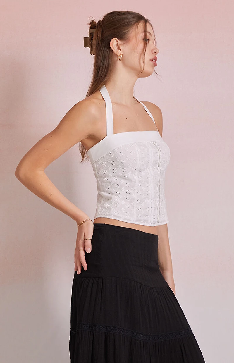 Beverly and Beck Sophia Eyelet Halter Top