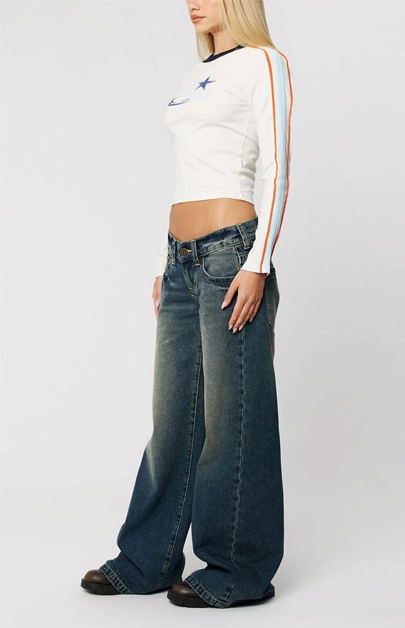 ABRAND 00 Super Low Rise Wide Leg Baggy Jeans