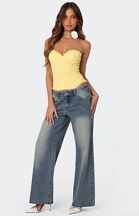 Edikted Magda Low Rise Acid Wash Jeans