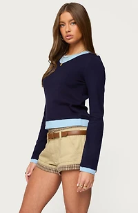 Edikted Marthie Layered Knit V Neck Top