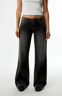 Pacsun Charlie Low Rise Baggy Bootcut Jeans Washed Black