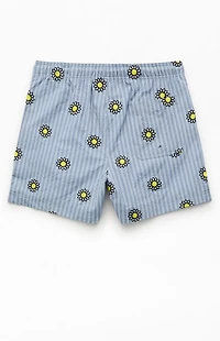 Pacsun Daisy Striped Seersucker 5" Swim Trunks