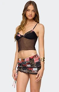 Edikted Kylo Mixed Print Sheer Mesh Top
