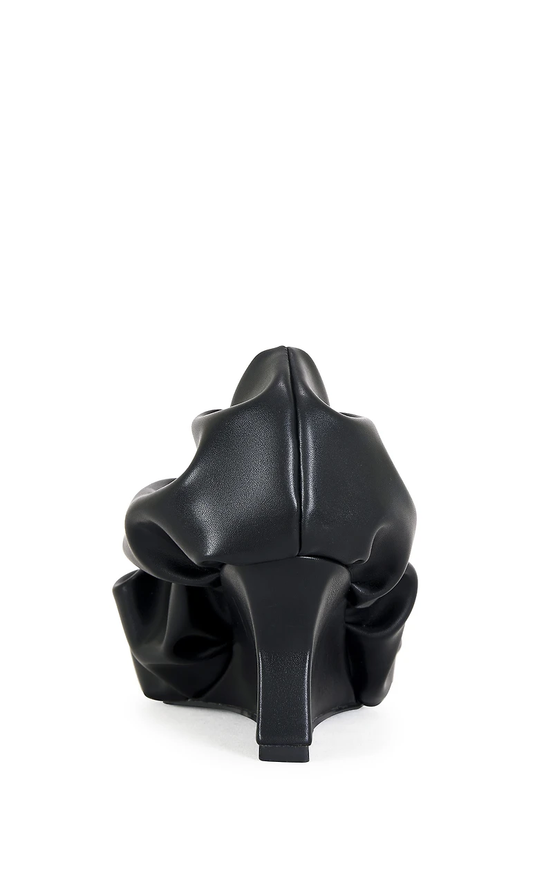 AZALEA WANG Women's Aicha Black Faux Leather Wedge Pumps