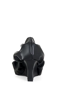 AZALEA WANG Women's Aicha Black Faux Leather Wedge Pumps