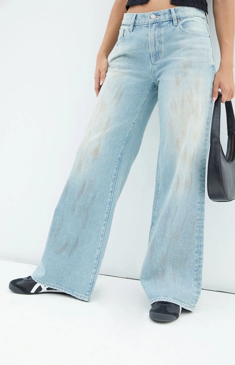 Pacsun Lena Low Rise Super Baggy Jeans Light Indigo Stained