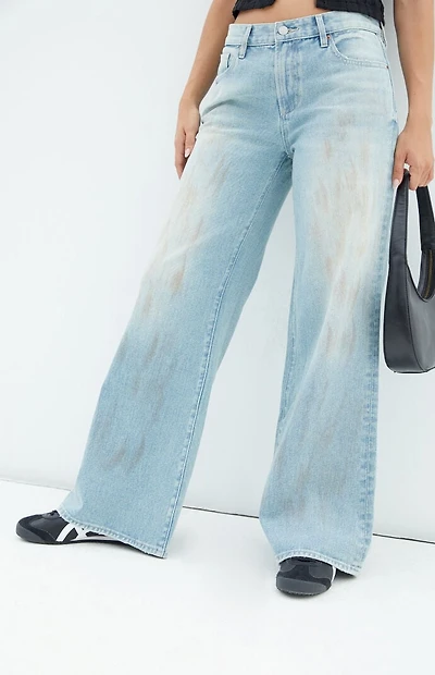 Pacsun Lena Low Rise Super Baggy Jeans Light Indigo Stained