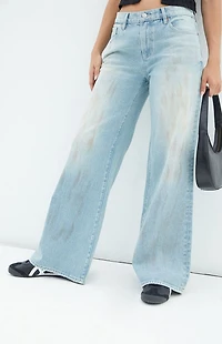 Pacsun Lena Low Rise Super Baggy Jeans Light Indigo Stained