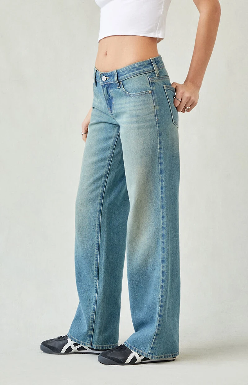 Pacsun Zoe Low Rise Girlfriend Jeans Medium Blue Tint