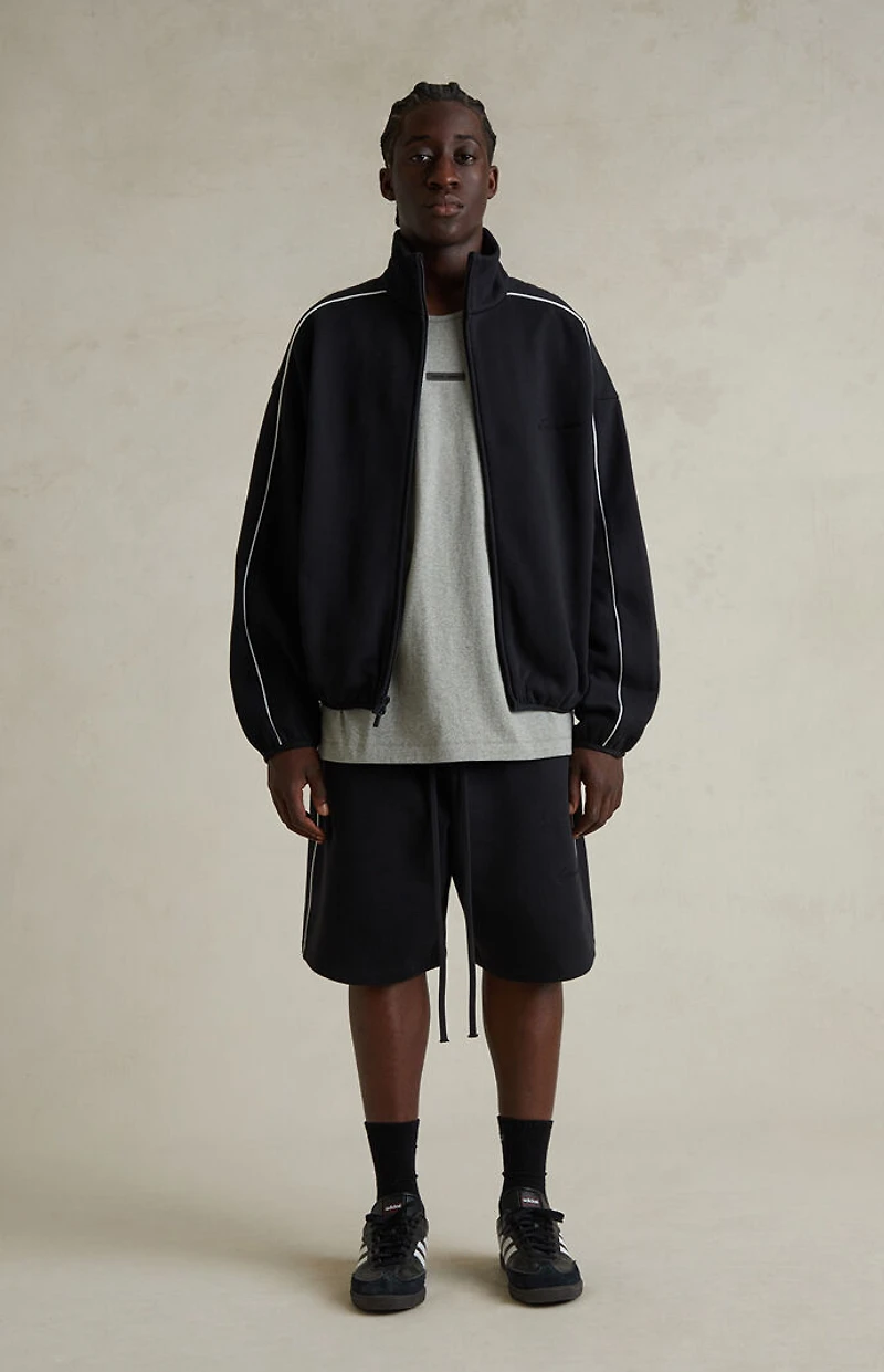 Fear of God ESSENTIALS Jet Black & Cloud White Modern Fleece Track Jacket