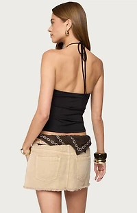 Edikted Carmel Bead Ruched Halter Top