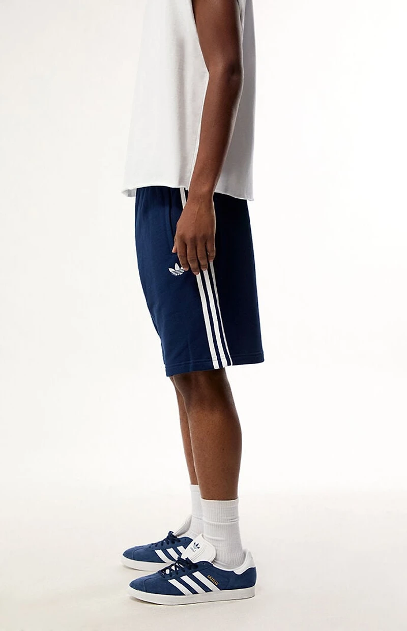 adidas Navy 3-Stripes Oversized Sweat Shorts