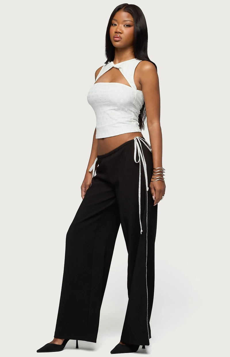 Edikted Mikah Dotted Ribbon Wide Leg Pants