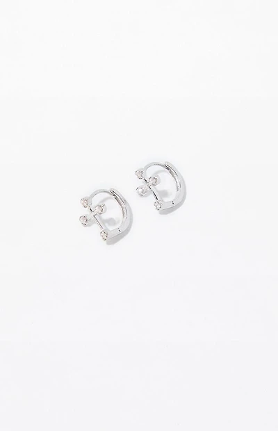 Pacsun Silver Cross Huggie Hoop Earrings