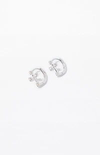 Pacsun Silver Cross Huggie Hoop Earrings