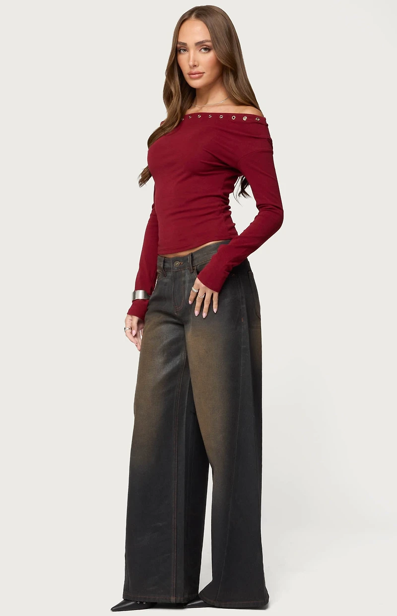 Edikted Rebekka Grommet Off Shoulder Top