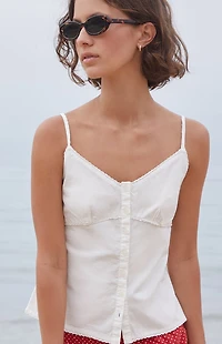 John Galt White Button Up Tank Top