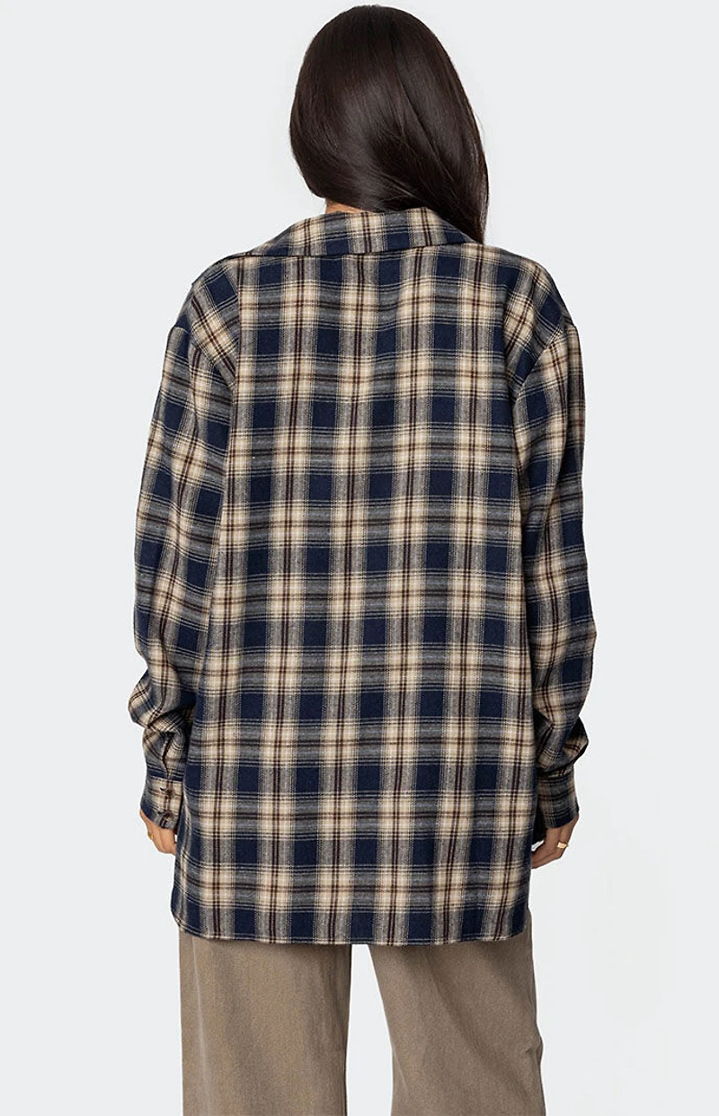 Edikted Plaid Flannel Button Up Shirt
