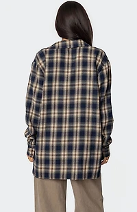 Edikted Plaid Flannel Button Up Shirt