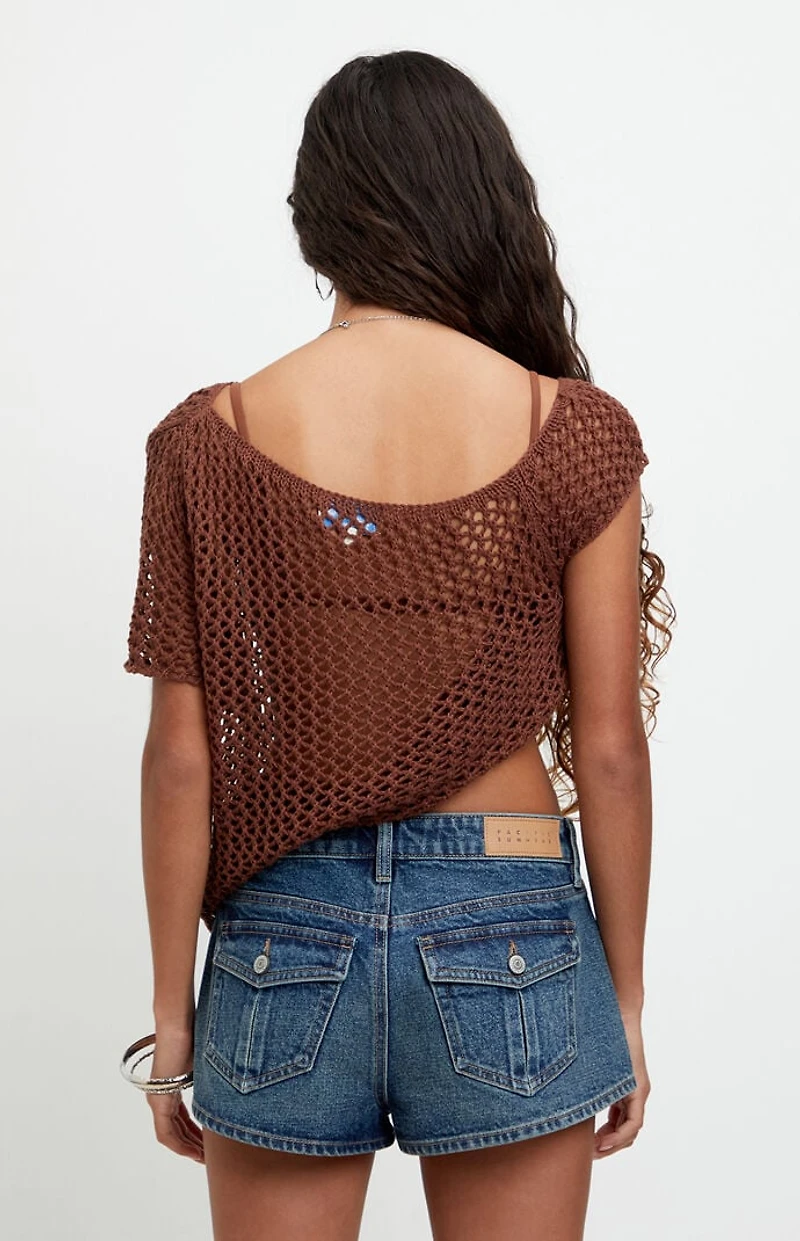 Pacsun Jamie Low Rise Jean Micro Shorts Button Pocket Dark Blue