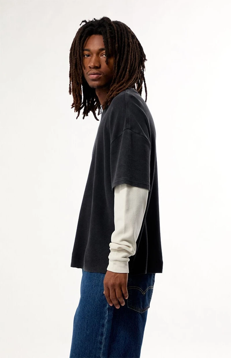 Pacsun Waffle Knit 2Fer Layered Long Sleeve T-Shirt