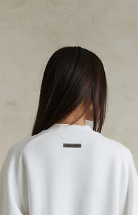 Fear of God ESSENTIALS Women's Bright White Fleece Cropped Crew Neck Sweatshirt