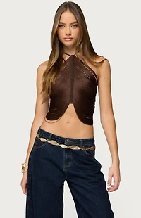 Edikted Hara Fringed Crisscross Backless Top