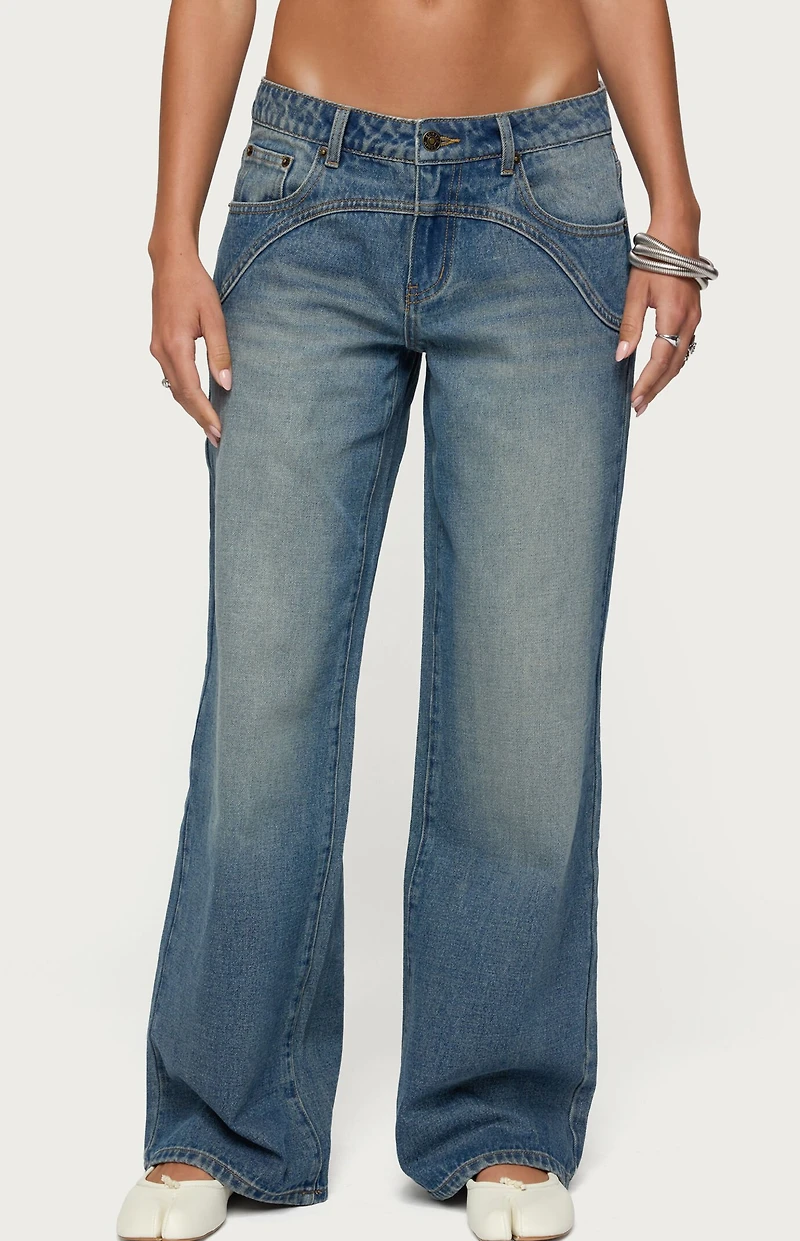 Edikted Ronny Curved Stitch Low Rise Jeans
